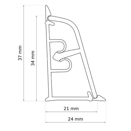 1,5m 2,5m Abschlussleiste Winkelleiste Wandabschlussleiste PVC 37mm EICHE GRAPHIT mit Montage Schrauben GRATIS