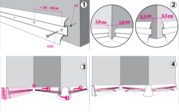 2m Fussleiste Fußleiste Leiste Sockelleiste Laminatleiste Bodenleiste PVC 52mm AHORN + Montagematerial GRATIS