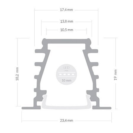 Alu Profil für LED DEEP Milchglas Streifen Lichtleiste Aluminium 2m