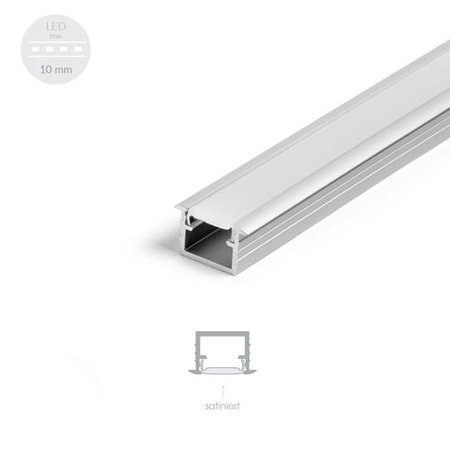 Alu Profil für LED MODELL B Satiniert Streifen Lichtleiste Aluminium 1m - 2m