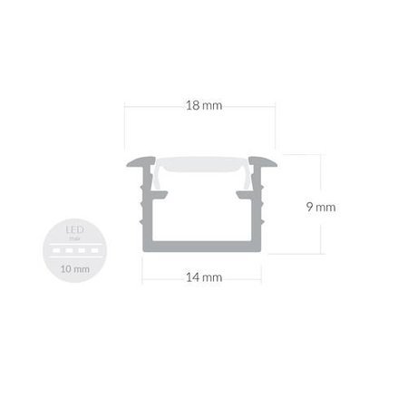 Alu Profil für LED MODELL B Satiniert Streifen Lichtleiste Aluminium 1m - 2m