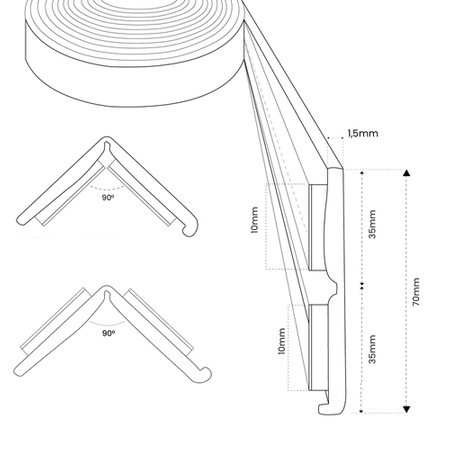 Knickwinkel Fensterleiste Winkel Winkelleiste 35x35mm Selbstklebend Abdeckleiste Kunststoffleiste
