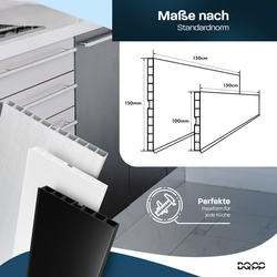 1,5m Sockelblende Küche Einbauküche Küchensockel Modern Sockel 150mm PCV ALUMINIUM