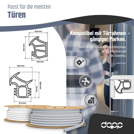 Türdichtung für Außentüren mit Stahlzarge KA-2 GRAU