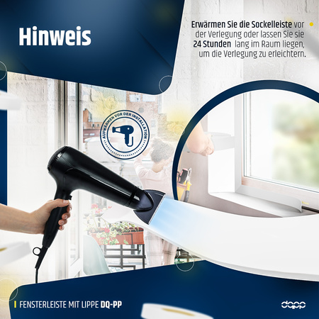 Fensterleiste mit Gummilippe 40mm Selbstklebend Abdeckleiste Kunststoffleiste Flachleiste