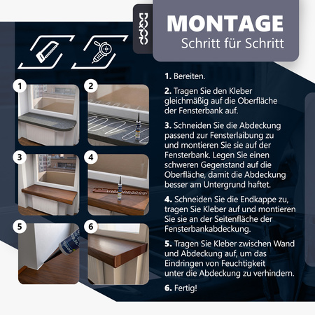 Renovierungsabdeckung für alte Innenfensterbank – Marmor Tiefe 38cm