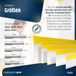 Fensterleiste 60mm x 1,5mm Weiß selbstklebend Flachleiste Abdeckleiste Kunststoffleiste