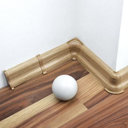 2m Fussleiste 52mm EICHE HELL Fußleiste Leiste Sockelleiste Laminatleiste Bodenleiste PVC + Montagematerial GRATIS