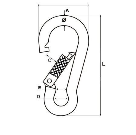 Feuerwehr Karabinerhakien mit Sicherung Karabiner Stahl Verzinkt 10mm