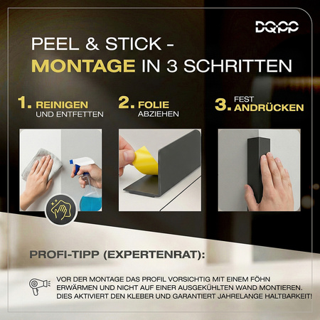 Selbstklebender PVC-Winkel für Außenecken 40×40mm Weiß 2m