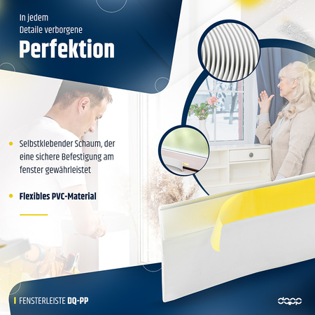 Fensterleiste 60mm x 1,5mm Weiß selbstklebend Flachleiste Abdeckleiste Kunststoffleiste