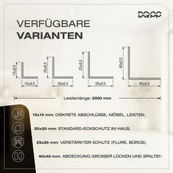 Selbstklebender PVC-Winkel für Außenecken 25×25mm SCHWARZ 2m