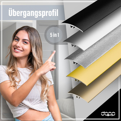Übergangsprofil Rund 1,86m 37mm 5 in 1 SILBER poliert gebürstet