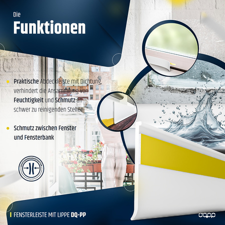 Fensterleiste mit Gummilippe 30mm Selbstklebend Abdeckleiste Kunststoffleiste Flachleiste