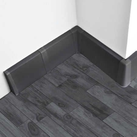 2m Fussleiste 75mm SCHWARZ MATT Fußleiste Leiste Sockelleiste Laminatleiste Bodenleiste PVC + Montagematerial GRATIS