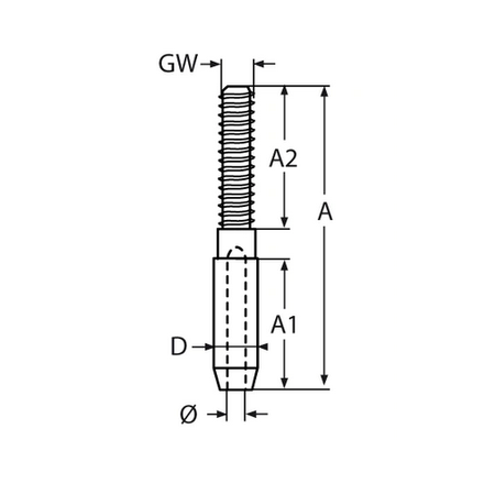 Edelstahl ESS Gewindeterminal LINKS M10/6mm