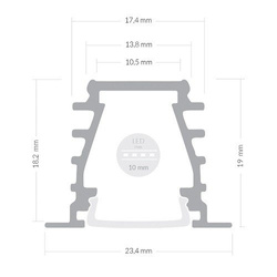 Alu Profil für LED DEEP Milchglas Streifen Lichtleiste Aluminium 2m