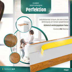 Fensterleiste 50mm x 1,5mm GOLDENE OAK selbstklebend Flachleiste Abdeckleiste Kunststoffleiste