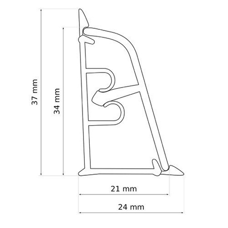 1,5m 2m+1m Abschlussleiste Winkelleiste Wandabschlussleiste PVC 37mm ALUMINIUM mit Montage Schrauben GRATIS