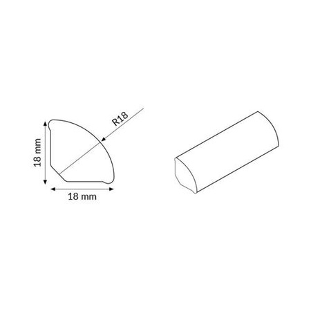 Viertelstab Winkelprofil Winkel PVC 18x18mm 2.5m SCHWARZ