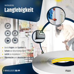 Fensterleiste mit Gummilippe 40mm Selbstklebend Abdeckleiste Kunststoffleiste Flachleiste