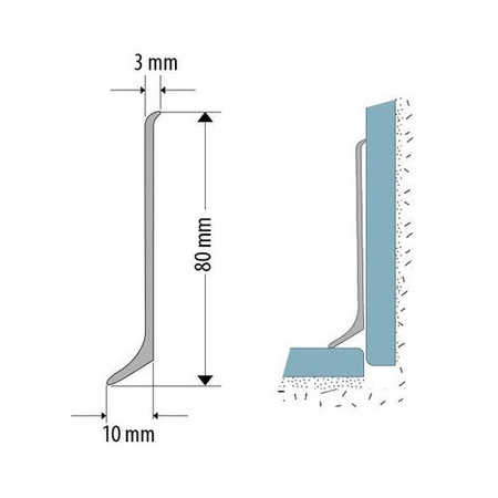 2m Fussleiste aus Aluminium 80mm CAFFEE