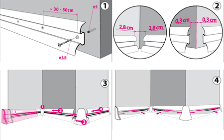 2m Fussleiste 55mm EICHE BELWEDER Fußleiste Leiste Sockelleiste Laminatleiste Bodenleiste PVC + Montagematerial GRATIS