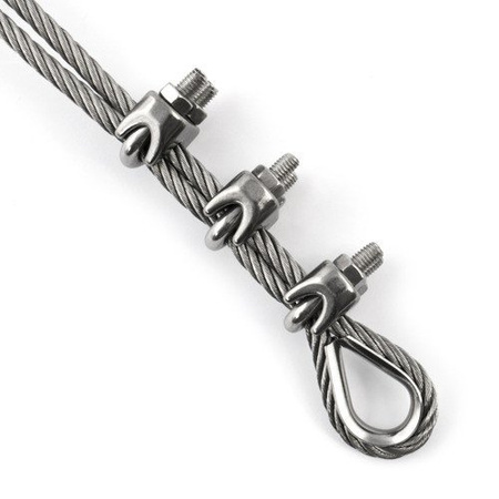 SET: Edelstahl Drahtseil 2mm 7x7 15m, Drahtseilklemme Bügel 8 Stk., Kausche 4 Stk.