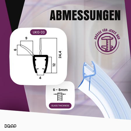 Duschdichtung Runddusche Gebogen Glass 6-8mm UKG03