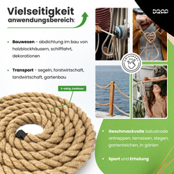 Juteseil Tauwerk Tauseil Naturhanf Jute Leine Schnur 36mm