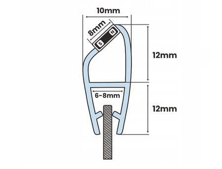 Magnetdichtung Dichtung Transparent Duschtürdichtung 6mm 8mm