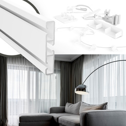 Gardinenschienen PVC 2-Läufig Vorhangsschiene Innenlaufschienen Deckenschiene SCHWARZ 90cm 100cm 150cm