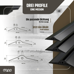 Garagentordichtung 21x115mm Garagentor Dichtung Gummischwelle Bodendichtung EPDM