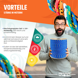 Polypropylenseil 5mm Schnur Polypropylen Seil Tauwerk Flechtleine WEISS OHNE PÜNKTCHEN