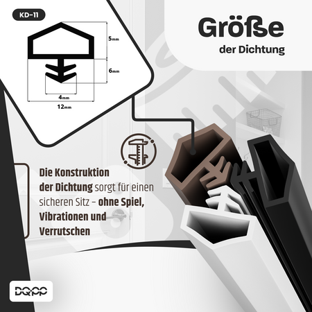 KD-11 Dichtung 12×5 mm TPS, Braun – Ideal für Innen- und Außentüren aus Holz, Türrahmen und Zargen