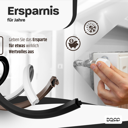 KD-11 Dichtung 12×5 mm TPS, Schwarz – Ideal für Innen- und Außentüren aus Holz, Türrahmen und Zargen