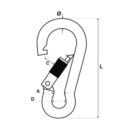 KARABINERHAKEN Feuerwehre Edelstahl V4A NIRO Karabiner mit Sicherheitsmutter 4mm