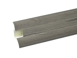 2,5m Fussleiste PVC 62mm Eiche Dunkel + Montagematerial Gratis