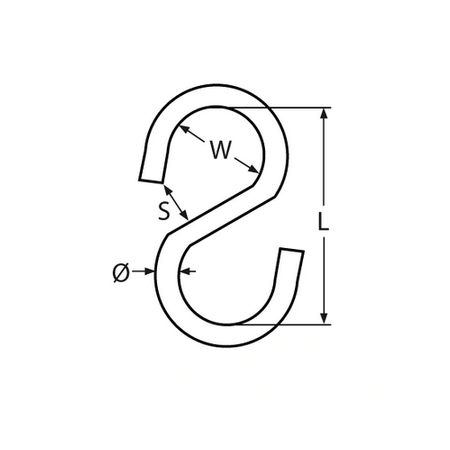 S-HAKEN Edelstahl Symetrisch 4mm