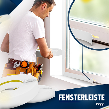 Fensterleiste 60mm x 1,5mm Weiß selbstklebend Flachleiste Abdeckleiste Kunststoffleiste
