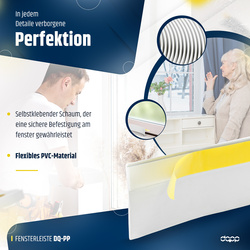 Fensterleiste 50mm x 1,5mm Weiß selbstklebend Flachleiste Abdeckleiste Kunststoffleiste