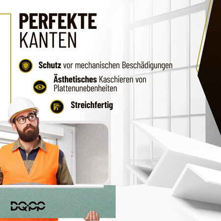 PVC-Profil Typ J PT5, Abschluss-Eckprofil für die Kante von Gipskartonplatten (GK), WEISS