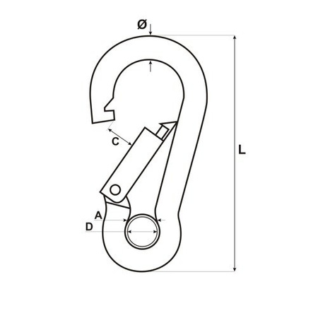 KARABINERHAKEN Feuerwehre Edelstahl V4A NIRO Karabiner mit Kausche 5mm