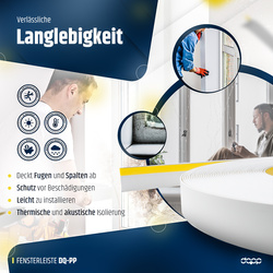 Fensterleiste 60mm x 1,5mm Weiß selbstklebend Flachleiste Abdeckleiste Kunststoffleiste