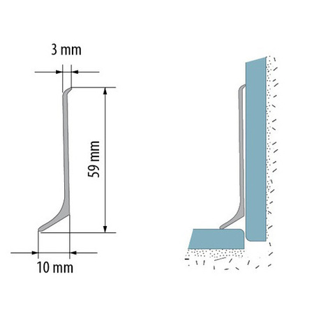 2m Fussleiste aus Aluminium 59mm