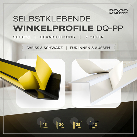 Selbstklebender PVC-Winkel für Außenecken 40×40mm Weiß 2m