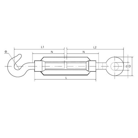 Spannschloss HAKEN - ÖSE Verzinkt Seilspanner Spannschraube Spanner M10