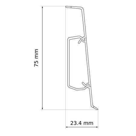 2m Fussleiste Fußleiste Leiste Sockelleiste Laminatleiste Bodenleiste PVC 75mm EICHE NEVADA + Montagematerial GRATIS