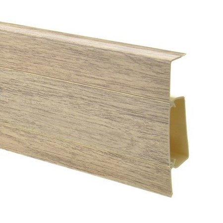 2m Fussleiste 75mm EICHE NEVADA Fußleiste Leiste Sockelleiste Laminatleiste Bodenleiste PVC + Montagematerial GRATIS