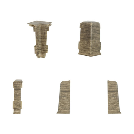 2,5m Fussleiste PVC 55mm Eiche Spinel + Montagematerial Gratis